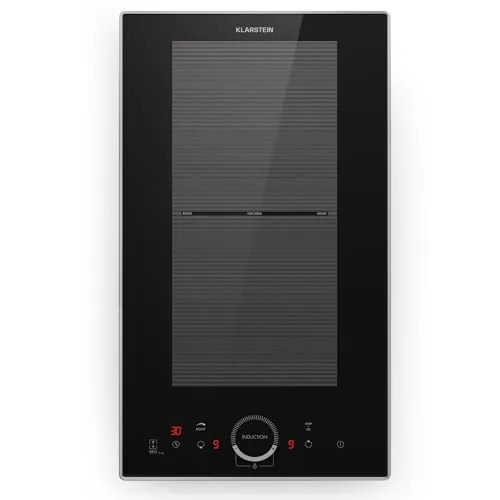 Placa de inducción Klarstein de 2 fuegos, placa empotrable con 2 fuegos, 3500 vatios, placa con panel de control táctil y temporizador, cocina eléctrica eficiente.