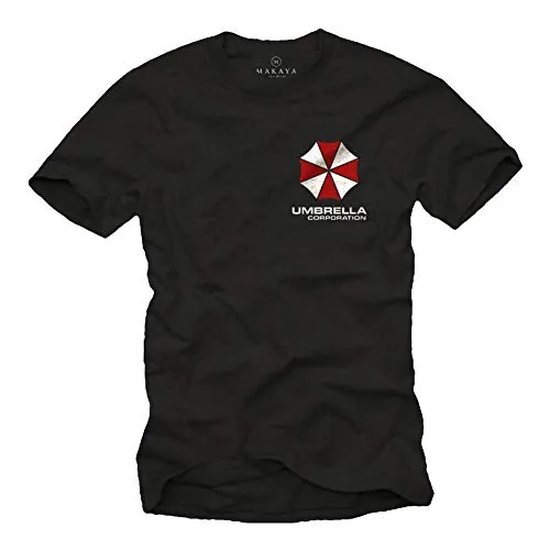 MAKAYA Camiseta Hombre Estampado - Umbrella Corporation Logo - T-Shirt Resident Evil Manga Corta Talla Grande XL
