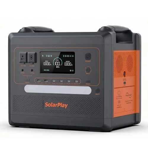 SolarPlay Estacion de Energia Portatil 2500W, 2300Wh Generador Solar con Batería LiFePO4, Salida 12 Puertos, Power Station Portable para Camping, Autocaravana, Emergencia (Q2402M)