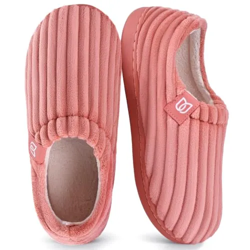 WateLves Zapatillas Casa Mujer Espuma Memoria Pana Felpa Suela Trasera Cerrada (Rosa, 39/40 EU)
