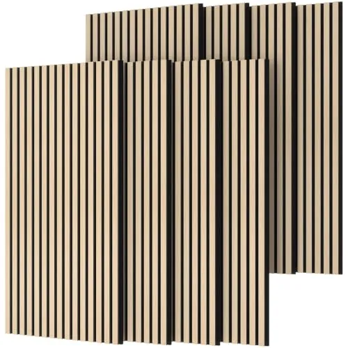 TONOR Paneles Acusticos Decorativos Madera, 120x60-5.76㎡, 8 Pack, Roble | Paneles Decorativos para Pared Mdf, Panel Decorativo Pared, Decoracion para Habitacion, Salon, Oficinam, Panel tv