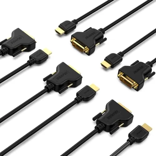 BENFEI - Cable HDMI a DVI, 1,8 m bidireccional DVI-D 24+1 Macho a HDMI Macho Cable Adaptador de Alta Velocidad Compatible 1080P Full HD Compatible con Raspberry Pi, Roku, Xbox One, PS4, Paquete de 2