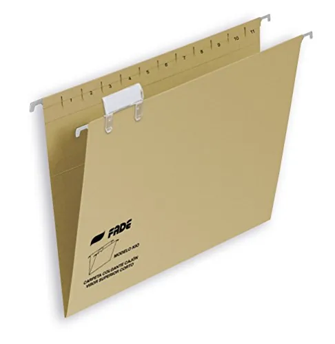 Elba Fade, Carpeta Colgante A4 con Visor Superior, Cartulina Kraft Eco 220gr, Varilla Flex Metal, Caja 50 Unidades