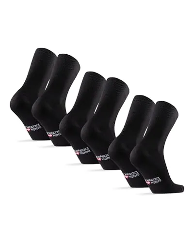 DANISH ENDURANCE Calcetines para Diabéticos, 3 Pack Negro 39-42