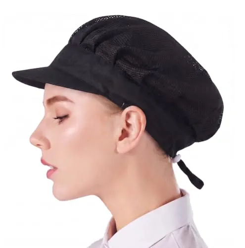 Nanxson 3 Piezas Gorro de Cocinero, Redecilla para el Pelo Ajustable