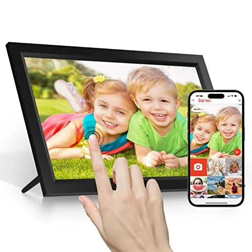 Frameo Marco de Fotos Digital WiFi de 15,6 Pulgadas, 32GB de Memoria táctil, Marco de Fotos Inteligente en la Nube, fácil instalación, Giro automático, Regalo para Amigos y Familiares