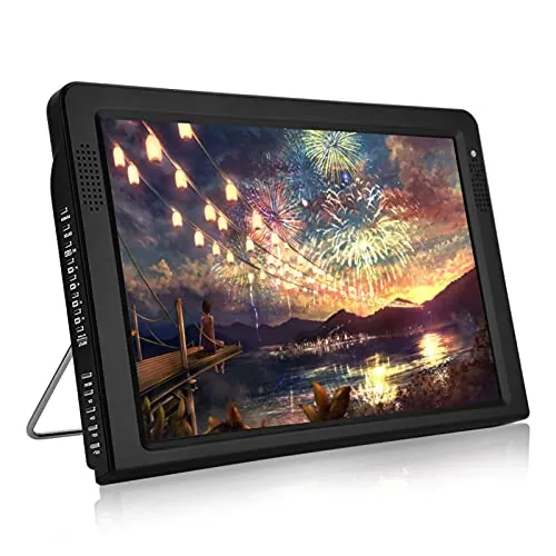 Garsent Televisor Portátil de 12.1 Pulgadas, Pantalla LED Pequeña Para TV con TV Portátil USB PVR 1080P HD con Baterías Recargables 1500 M