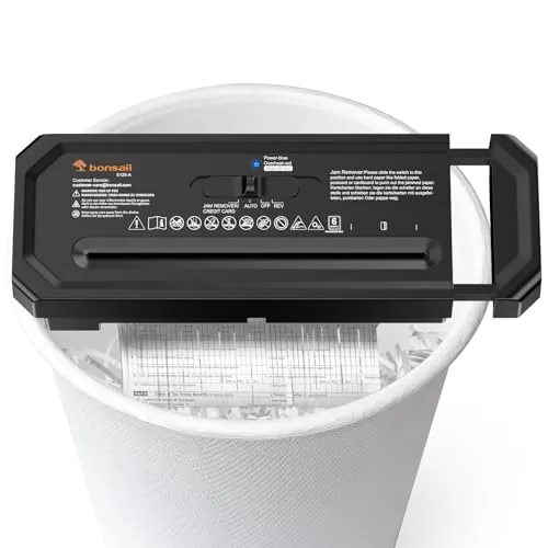 Bonsaii Destructora de Papel sin Cubo, 6 Hojas con Corte en Tiras, S125-A