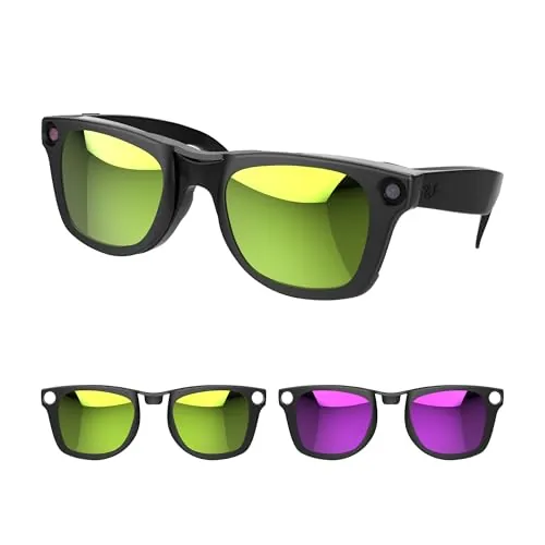 RCstyle 4 clips polarizados compatibles con lentes inteligentes Ray-Ban Meta Wayfarer RW4008, talla L 53-22, púrpura, amarillo (Yellow & Purple), Regular 2Pcs Yellow+Purple