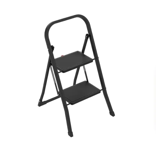 Amig Escalera Plegable 2 Peldaños Acero Negra 82x52x42 cm