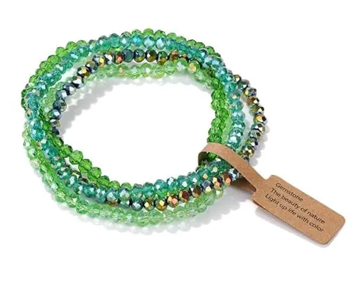 4 piezas de pulseras de cuentas, regalos de pulseras de vidrio chapadas, One Size, Vidrio, Sin piedra preciosa