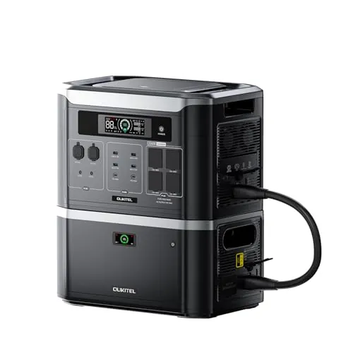 OUKITEL 3200W (6400 Pico) Estación de Energía Portátil BP3000E, 4096Wh Generador Solar, Ampliable Hasta 16 kWh, Batería LiFePO4, APP, 14 Puertos, Power Station para Camping y Emergencia