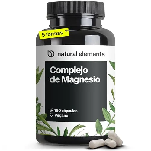 Magnesio Complex Premium - Total 5: Bisglicinato + Citrato + Malato y más en alta dosificación - Reduce cansancio y fatiga - 400mg por dosis diaria - 180 Cápsulas veganas fabricado en Alemania