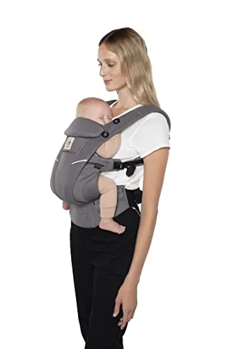 Ergobaby Mochila portabebé Omni Breeze recién nacidos desde su nacimiento hasta que pesan 20kg, portabebé ergonómica de Malla SoftFlex, 4 posiciones para transportar, Graphite Grey