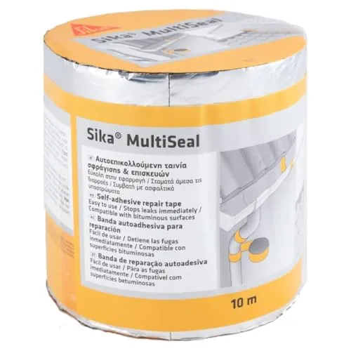 SIKA - Banda autoadhesiva bituminosa Multiseal - Aluminio - Soporte múltiple - Para reparación de cubiertas y fisuras en edificios - 10m x 150mm