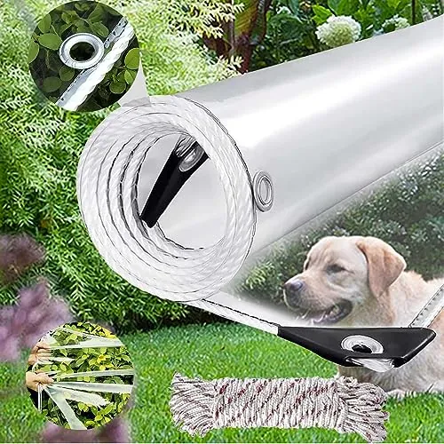 Lona Transparente con Ojales, 450g/㎡ PVC Protección Exterior Impermeable Viento, Toldo Plastico Resistente para Terraza, Jardin, Pergola, Invernadero y Camping con Cuerdas(1x2m)