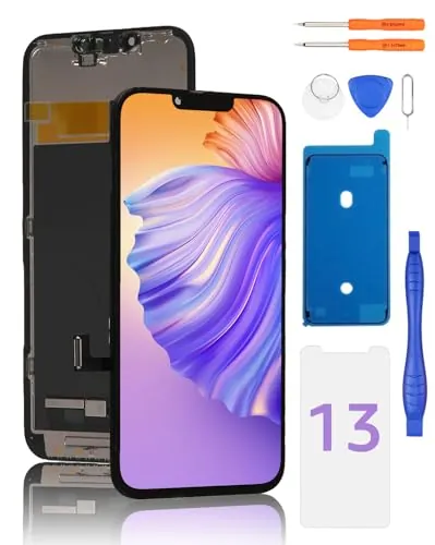 Yodoit Pantalla para iPhone 13 COF FHD (Modelos A2482, A2631 y A2634) con digitalizador 3D Touch y Herramienta de reparación de 6.1 Pulgadas