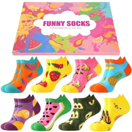 Effect Calcetines Divertidos para Mujeres y Niñas, 8 Pares Algodón Tobillo, Diseño Colorido Bonito | Regalos Únicos Mamá, Esposa, Novia | Día de la Madre, Navidad, Cumpleaños