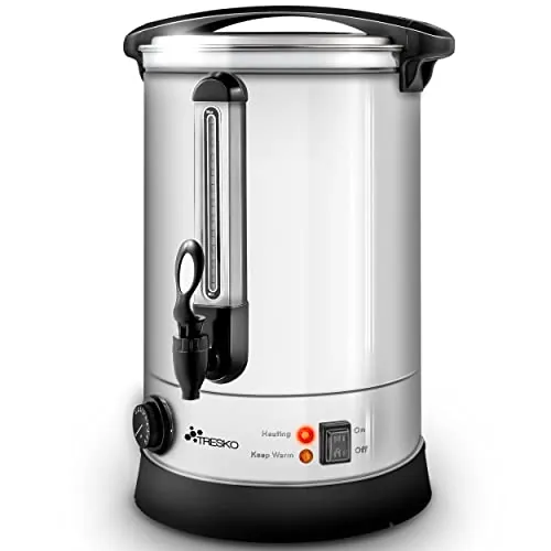 TRESKO® Dispensador de Bebidas Calientes y Frías de Acero Inoxidable 10L | Acciaio Inox | 1500W | Hervidor de Vino, Agua Caliente, Té, Café | Caldera de Cocción Automática | Olla eléctrica