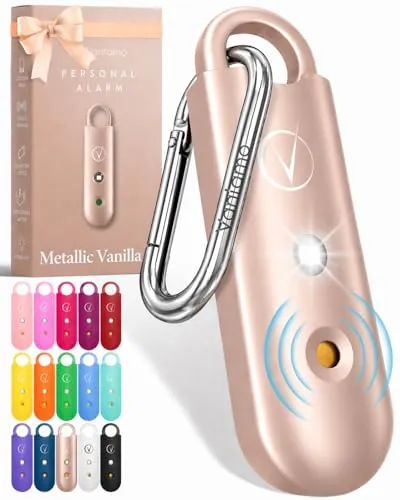 Vantamo Alarma Personal para Mujeres 130dB con Doble Altavoz, Luz Estroboscópica Potente e Indicador De Batería Baja, Llaveros Dispositivo de Autodefensa Personal Compacto