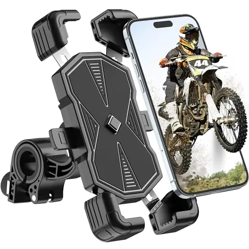 Estralia Soporte Movil Moto y Bicicleta, Antivibración Soporte Móvil para Motos y Bicicleta Giratorio 360 Suporte Telemóvel Moto y Bici para Manillar Compatible con Teléfono Móvile de 5.5'' a 7.0''