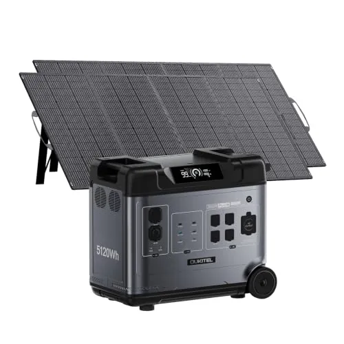 OUKITEL P5000 Plus Estacion de Energia Portatil 3600W con 2 Panel de 200W, 5120Wh Generador Solar, Batería LiFePO4, 15 Porte, Power Station para Camping, Caravana y Emergencias