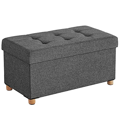 SONGMICS Puff Almacenaje, Baúl Plegable, 76 x 38 x 40 cm