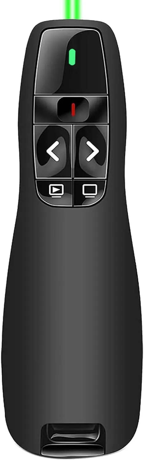 Verde Pasador Diapositivas Mando Ordenador Powerpoint, 2,4GHz Presentador Inalambrico Mando Presentaciones USB Distancia Puntero Powerpoint Remote Presenter para Computadora Windows Mac