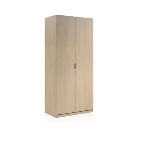 duehome | Armario Ropero 2 Puertas, Armario Habitación, Dormitorio, Modelo Astra, Acabado en Color Roble, Medidas: 81 cm (Ancho) x 180 cm (Alto) x 52 cm (Fondo)