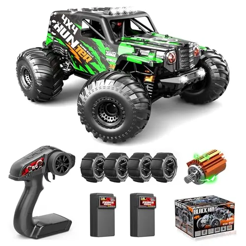 Coche Teledirigido 1:14 4x4 40 km/h, Coche RC Todoterreno para Adultos | 2 baterías 1300 mAh, neumáticos de pala extra, velocidad ajustable, regalo ideal para adultos y niños