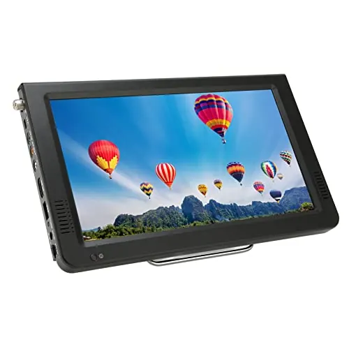 TV Portátil de 10 Pulgadas con Antena, 1024 X 600 Mini Car TV con Sintonizador ATSC, Soporte VGA, HDMI, AV, PC, Auriculares, USB, para ATV 48.25mhz a 863.25mhz