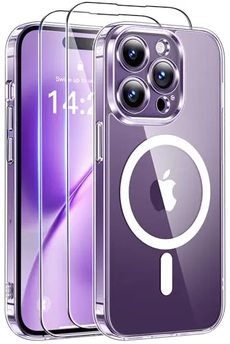 Qasyfanc Funda para iPhone 14 Pro MAX Compatible con MagSafe, Transparente