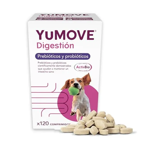 Yumove Probióticos Y Prebióticos para Perros, 120 Comprimidos ActivBio | Patente Pendiente, 200 Millones De Cultivos E. Faecium, Mos, Scfos, Betaglucanos, Equilibrio Intestinal, Digestión Delicada