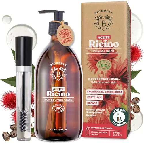 BIONOBLE Aceite de Ricino 100 Puro y Natural, Bio + Kit de Rímel - 500ml