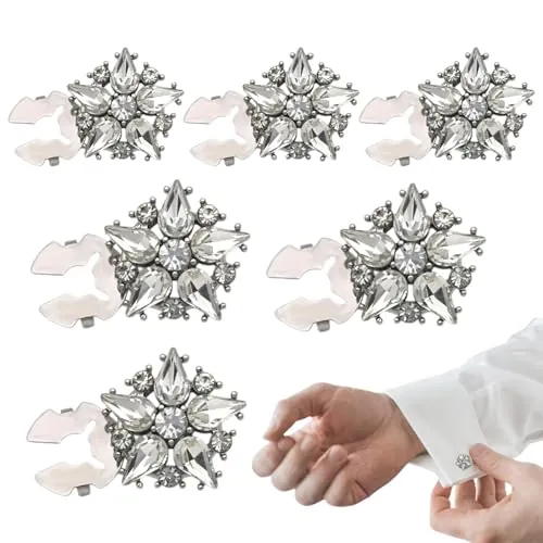 6 Piezas De Cubiertas De Botones De Diamantes De Imitación Con Clip Desmontables Para Camisa, Joyas y Accesorios De Ropa Elegantes Para Mujeres y Hombres