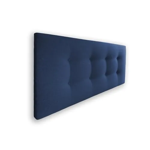 Silcar Home - Cabecero de Cama Carlo 135 Tejido Azul Marino - Estructura de Madera, Tapizado en Polipiel, Diseño Moderno con Dos hileras Botones, Fácil Instalación - Tela Azul Marino, 135 cm
