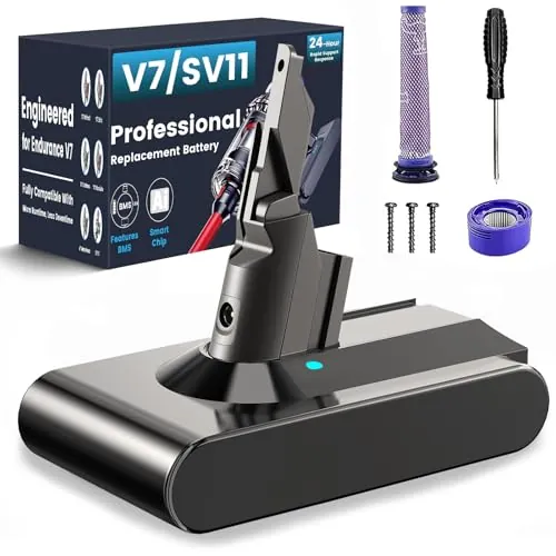 Batería de Repuesto Compatible con Dyson V7, Ecovoltix Batería para V7 Motorhead Animal Extra Mattress Absolute Trigger Allergy SV11 Aspirador con 2 filtros