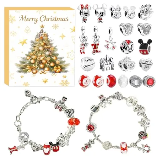 Calendario Adviento Joyas Ratón Mini 2025 con 24 Sorpresas Animales Pulsera para DIY Colgantes Regalos Creativos para Niñas