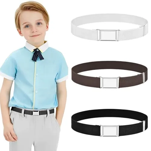 GWEOR 3 Piezas Cinturón para Niños, Cinturones Elástico para Niños, Cinturón ajustable con hebilla cuadrada Para 2-15 niños niñas vaqueros pantalones cortos vestido