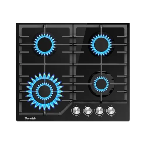 Topwish Placa de gas 4 fuegos, Placa de gas butano, 8000W