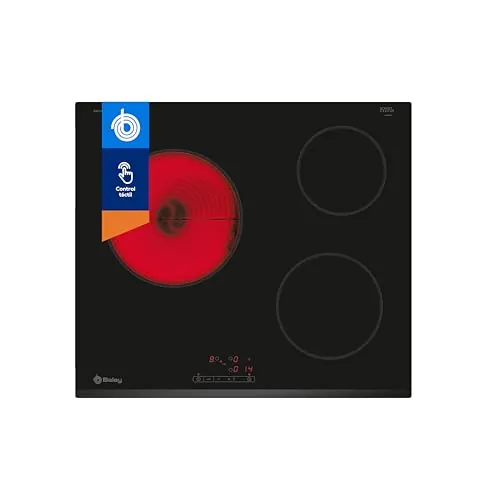 Balay 3EB714LR - Placa Vitrocerámica, 60 cm, 2 Zonas de Cocción, Gran zona 23 cm, Bisel delantero, Control Táctil