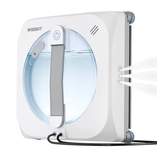 WISEBOT Robot Limpiacristales IA, Triple Pulverización y Diseño Cuadrado | Robot Limpiacristales con Triple Pulverización y potente succión para eliminar polvo, manchas y huellas con menos esfuerzo