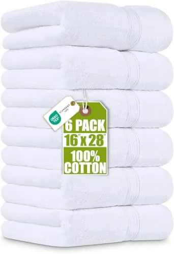Utopia Towels Toallas de Mano, 41 x 71 cm, Paquete de 6, Blanco