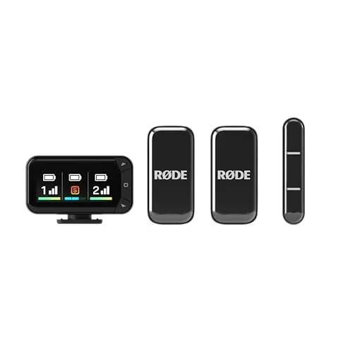RØDE Wireless Micro - Kit de micrófono inalámbrico Compacto para cámara, Dos micrófonos con Receptor de cámara, Receptor para Smartphone y Estuche de Carga para creación de Contenido - USB-C, Negro