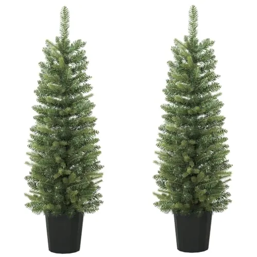 HOMCOM Juego de 2 Árboles de Navidad 120 cm 170 Ramas Base de Maceta Verde