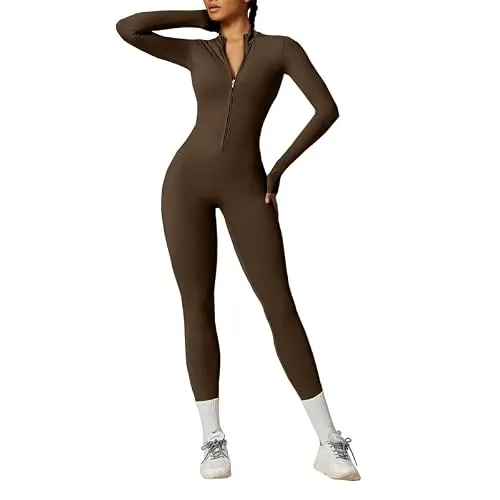 Litthing Mono de Yoga Mujer Ropa Deportiva con Cremallera Manga Larga Sexy
