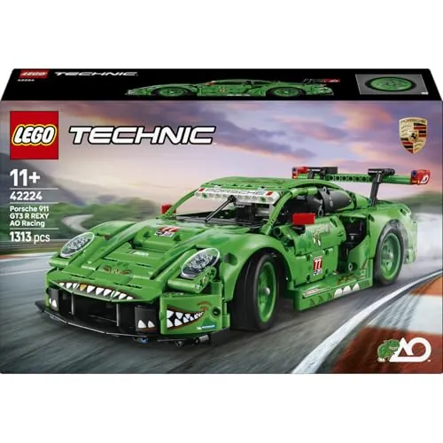LEGO Technic Coche Porsche 911 GT3 R Rexy AO Racing 42224 | Juguetes para niños de 11+ años, coche de carreras con motor de 6 cilindros, diseño T-Rex, regalo de cumpleaños, 1313 piezas