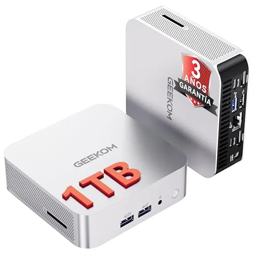 GEEKOM A6 Mini PC con AMD Ryzen 7 6800H, 1TB SSD, Radeon 680M, Mini Ordenador Windows 11 Pro, USB4×2,Chasis de Metal Compacto,16GB DDR5(DDR Ampliable, No LPDDR Bloqueada), Puerto LAN 2.5Gbps,Lector SD