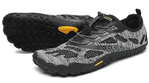 SAGUARO Hombre Mujer Barefoot Zapatillas de Trail Running Minimalistas Zapatillas de Deporte Fitness Zapatos Descalzos para Correr en Montaña Escarpines de Agua, Ónix Negro, 44 EU