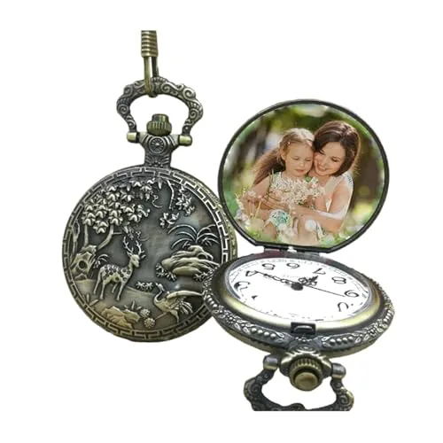 Relojes de bolsillo personalizados de aleación estilo vintage con cadena y cintura y collar y caja de regalo para hombre/mujer/papá y novios